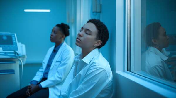 Person sitting thoughtfully by window showing sleep apnea mental health connection
